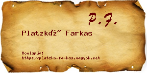 Platzkó Farkas névjegykártya